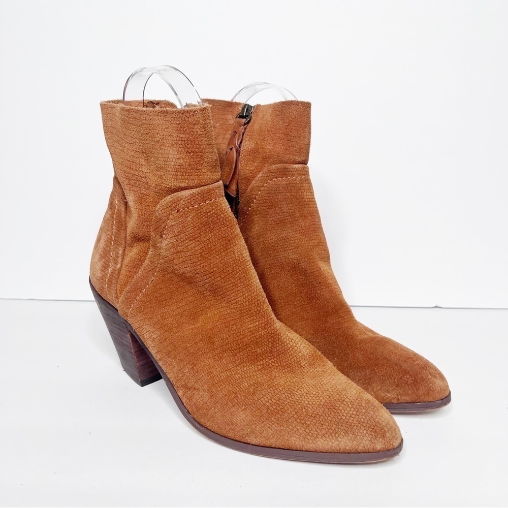 Splendid Cherie Round Toe Block Heel Leather Booties Women’s Size 6